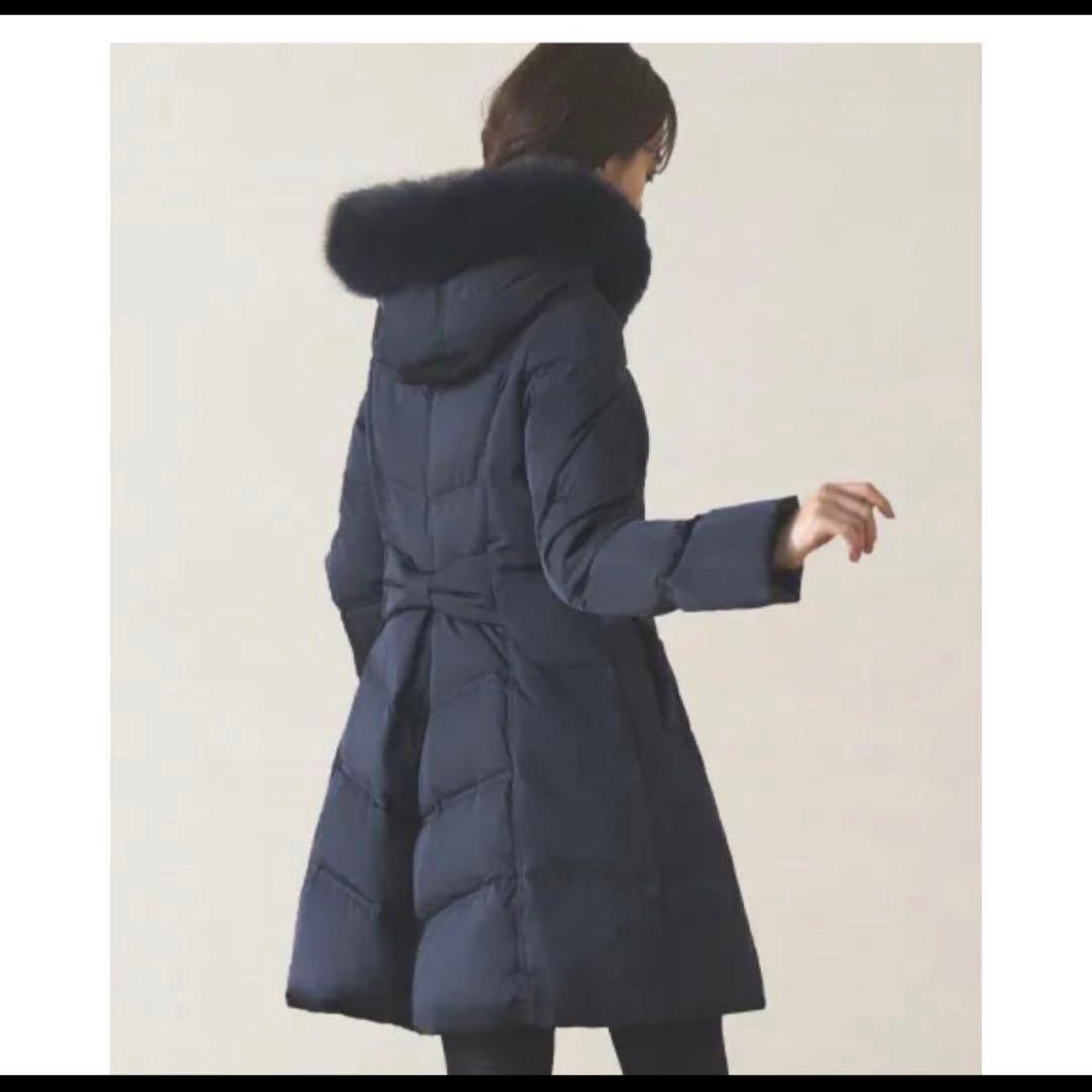 ルイルエブティック フォックスファー バックリボンダウンコート ネイビー L