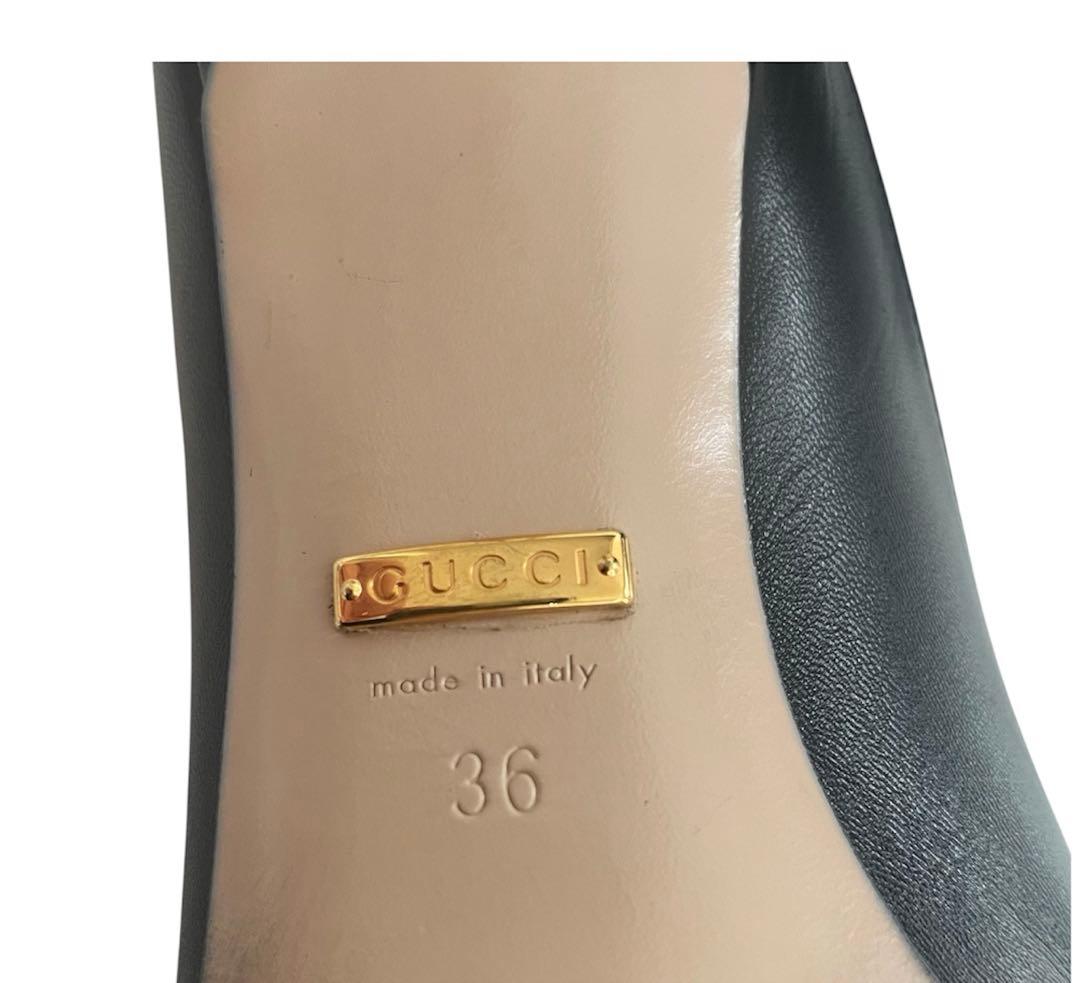 【新品未使用】GUCCI ブラックレザーパンプス GG ホースビット 36