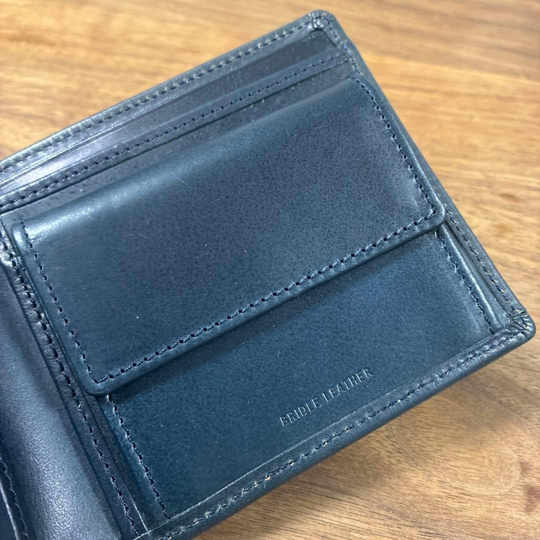 新品　ホワイトハウスコックス　ブライドルレザー　ネイビー　二つ折り財布S7532