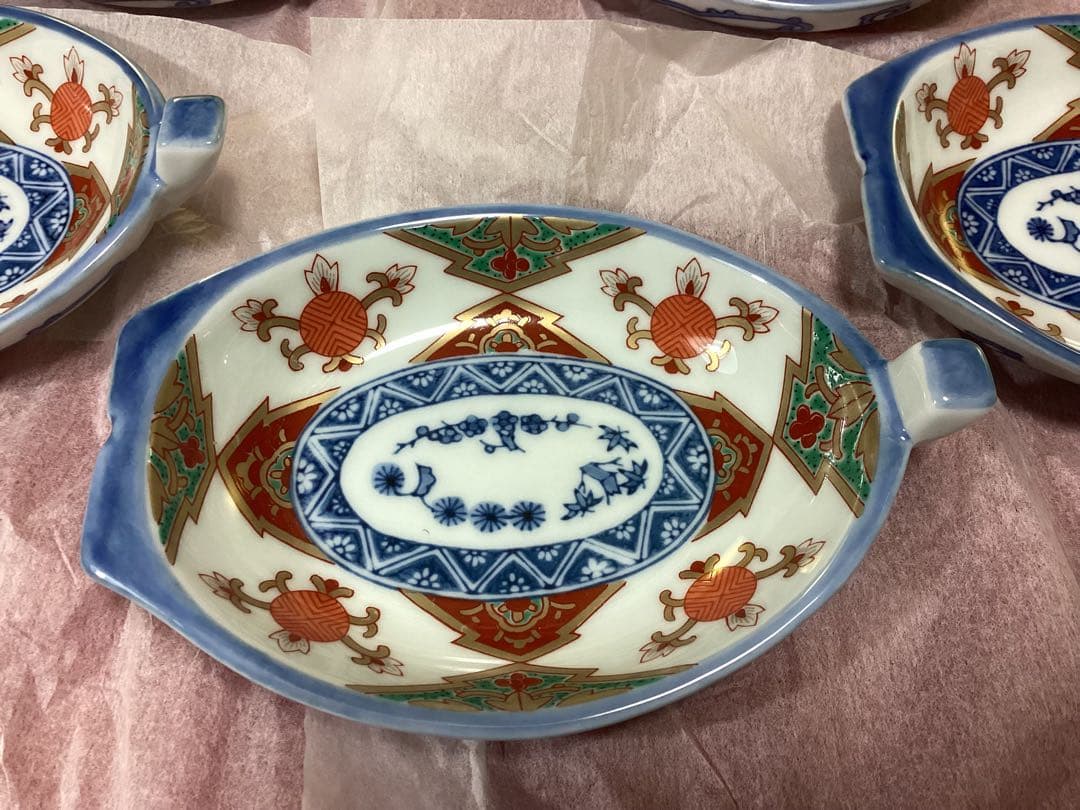 林九郎窯　舟型　宝地紋　小皿　5枚