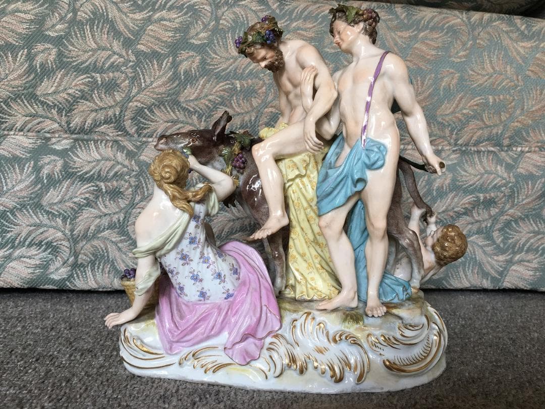 マイセン フィギュリン ロバに乗るシレナス  ロバのサイレーン 酔っぱらう人々