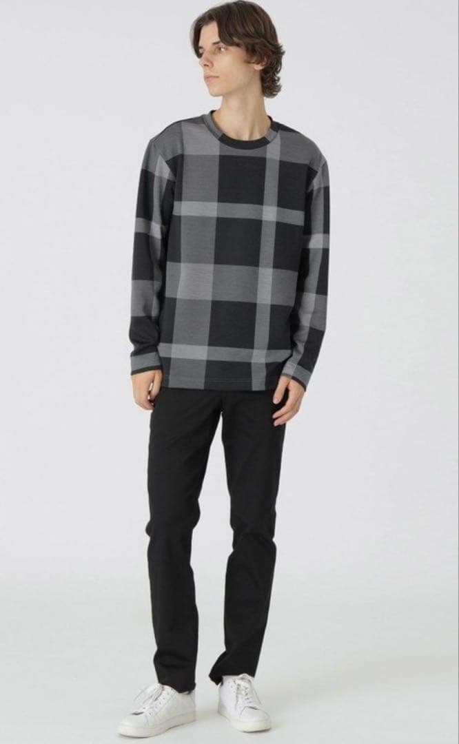 ブラックレーベル　クレストブリッジ　チェック　ストレッチ　ロンT カットソー