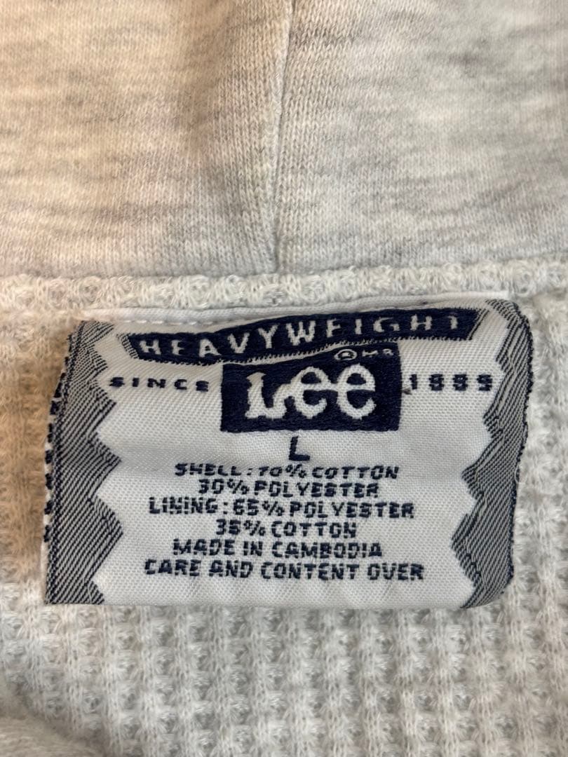 Lee リー 無地 裏サーマル ダブルフェイス ジップパーカー グレー