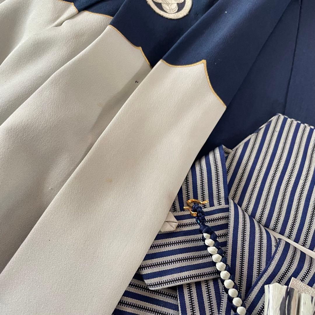 七五三　5歳　正絹　羽織　袴セット　ネイビーコーデ