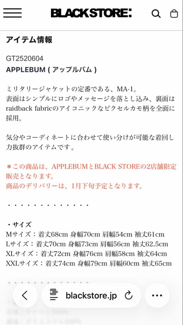 APPLEBUM × レイドバックファブリック PIXEL CAMO MA-1