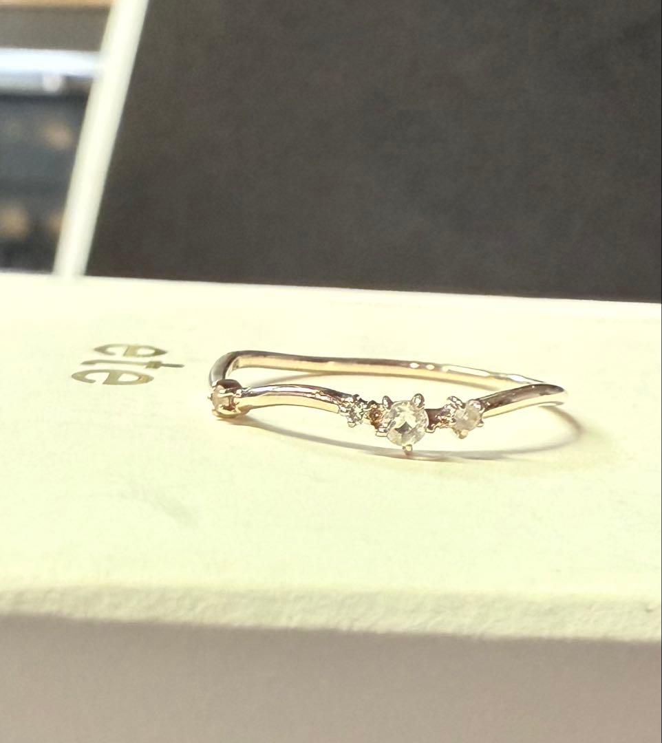 ■完売品■【ete】K10MPG ローズクォーツ/ダイヤモンド リング