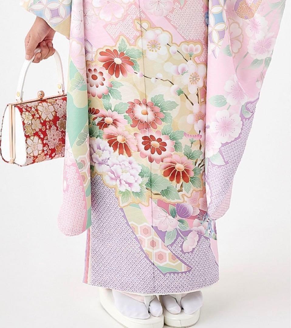 新品即納♥式部浪漫　四つ身着物単品　源氏香に束熨斗　桃色