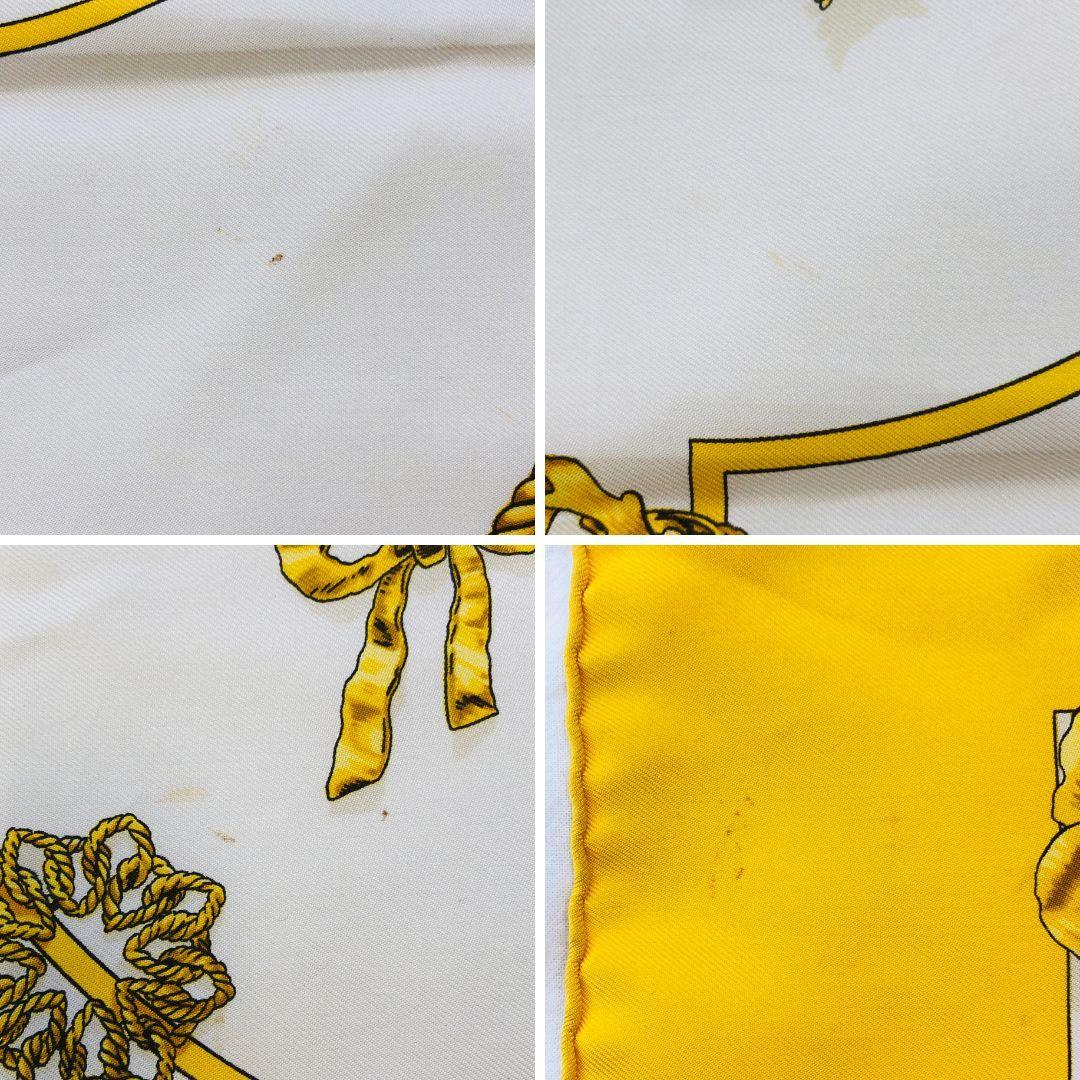 HERMES エルメス カレ90 クリップ Clips イエロー系×ホワイト系