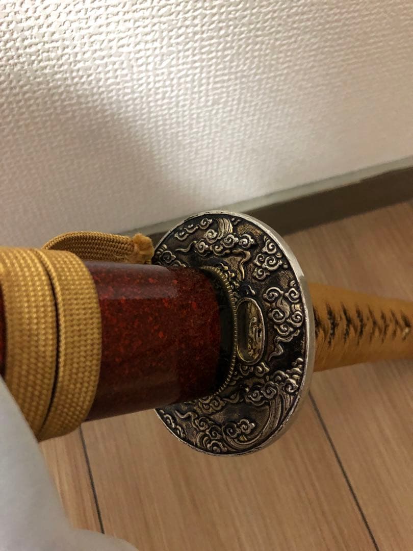 本格居合刀 左文字 左安吉写拵え雲龍楕円鍔刀袋付