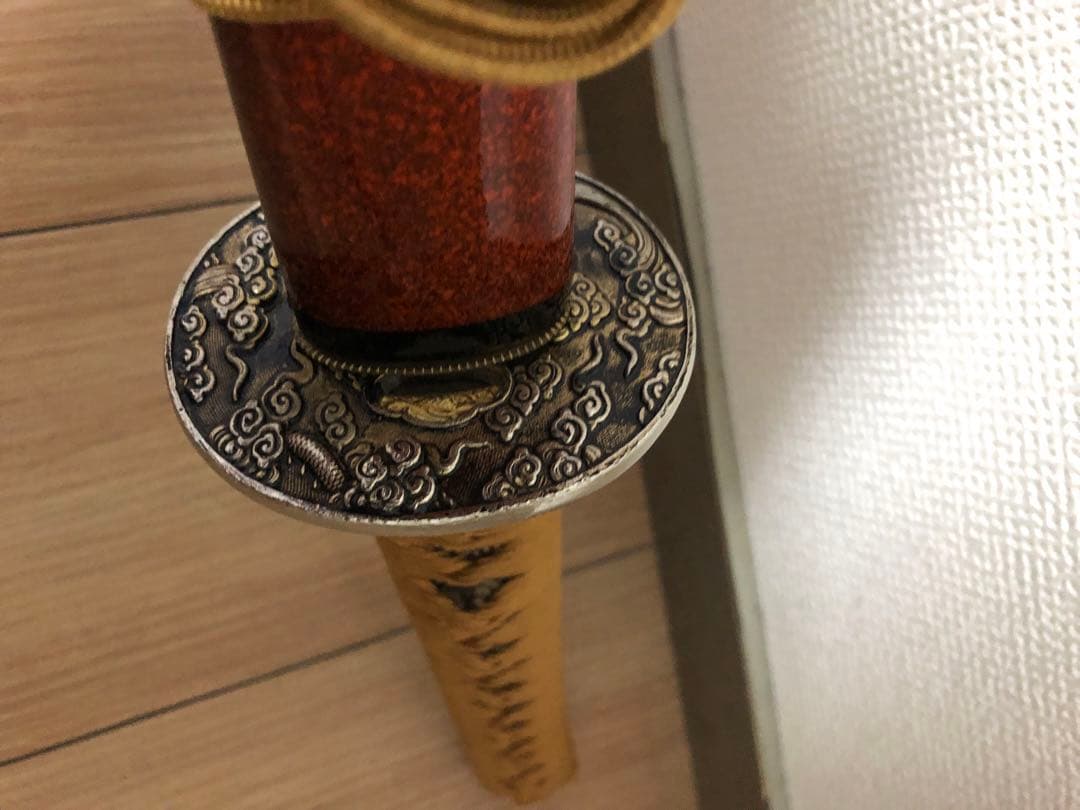 本格居合刀 左文字 左安吉写拵え雲龍楕円鍔刀袋付