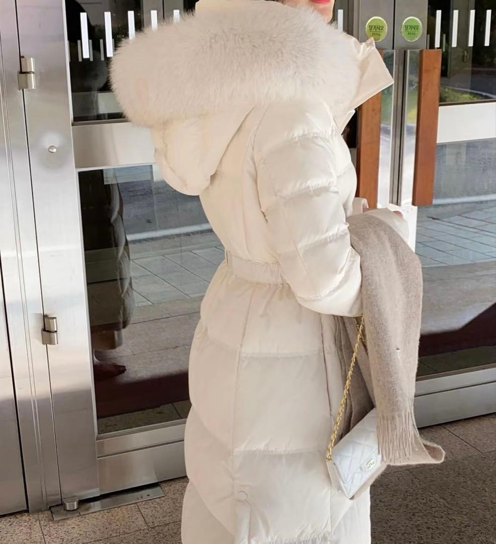 【極美品・美シルエット】韓国/ワンホン リアルフォックスファー ロングダウン