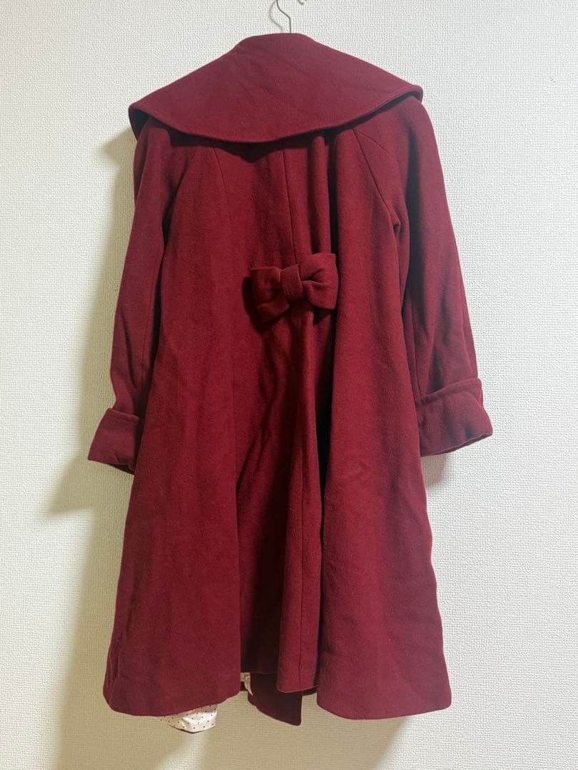 Leur getter リボンコート　赤　Aラインロングコート　ルルゲッタ