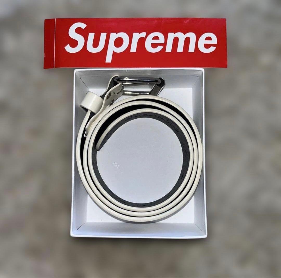 Supreme ロゴ ベルト ホワイトおまけステッカー付き