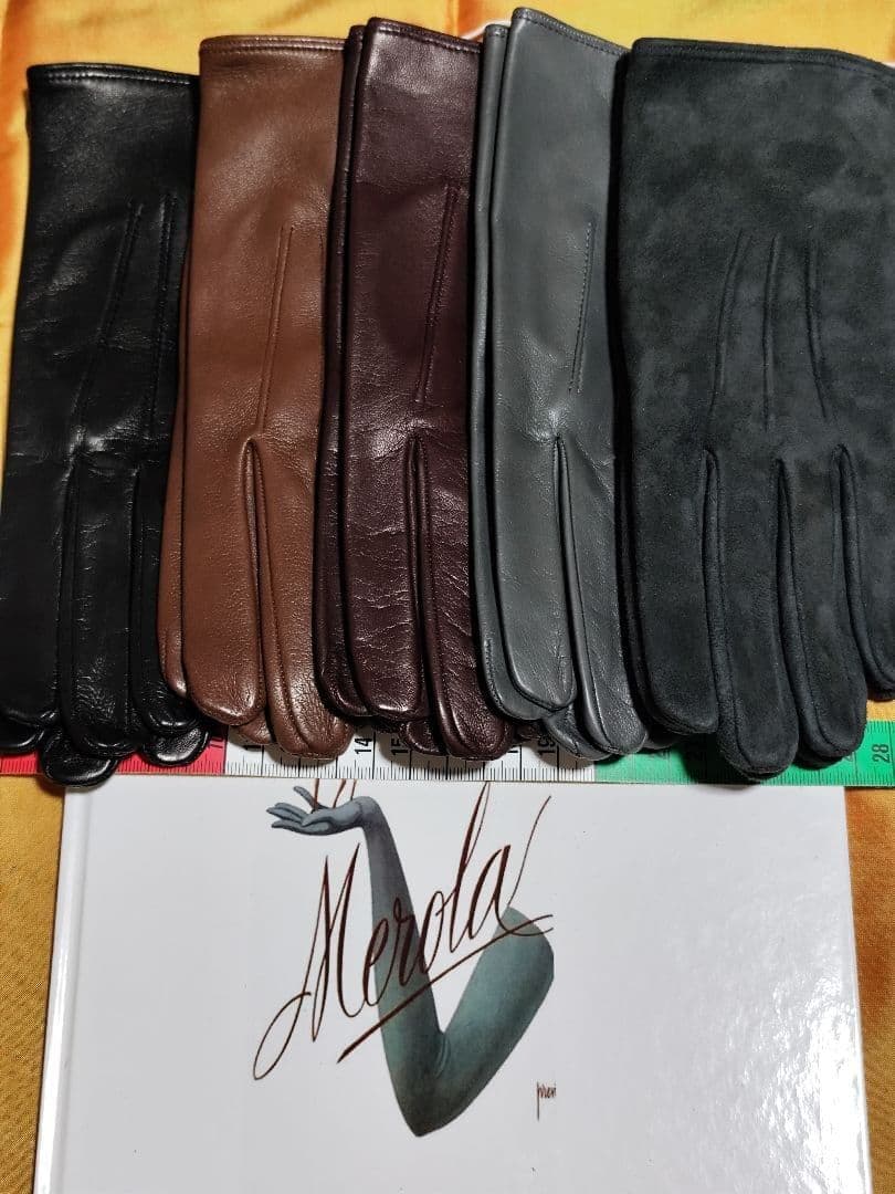 試着のみ7.5 メローラ ナッパ黒 ライニングなし グローブ革手袋 MEROLA