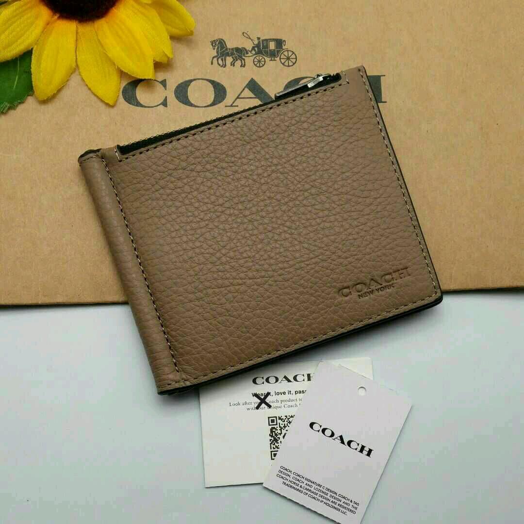 超最新作 COACH マネークリップ 財布 新品 マッシュルーム メンズ