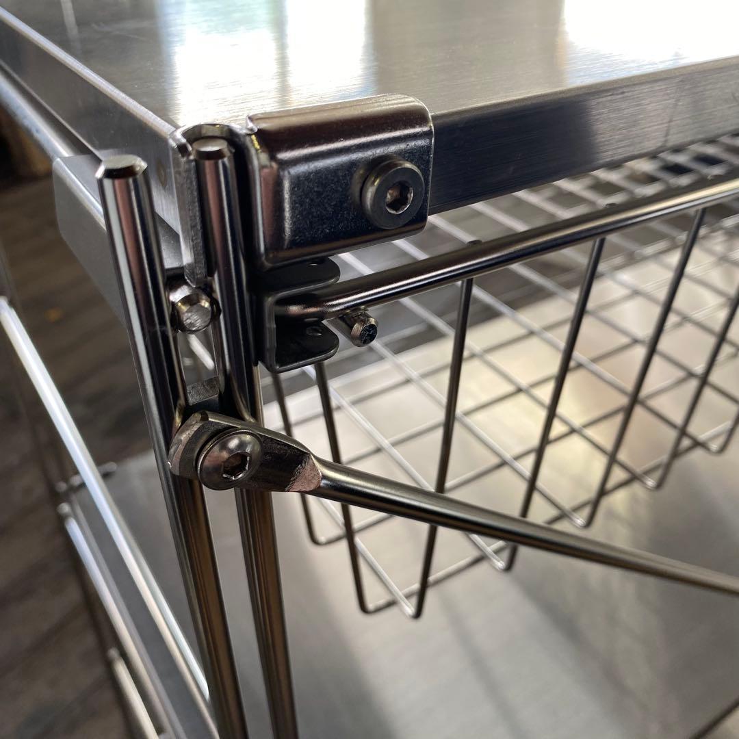 無印良品 ステンレスユニットシェルフ ワイド小 家具 ワイヤーバスケット付