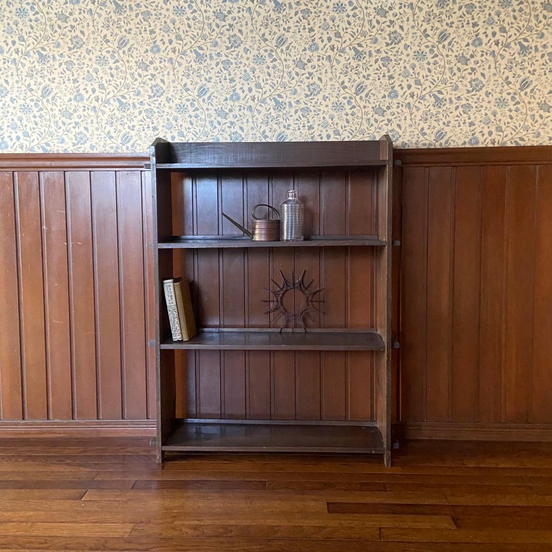 アンティーク　古い本棚　レトロ　楔棚　オープンラック　くさび棚