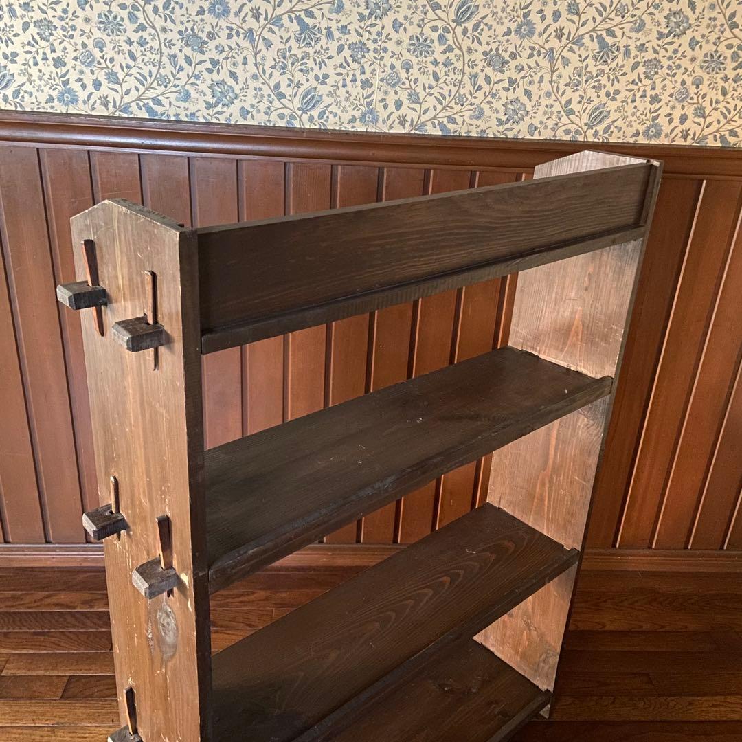 アンティーク　古い本棚　レトロ　楔棚　オープンラック　くさび棚