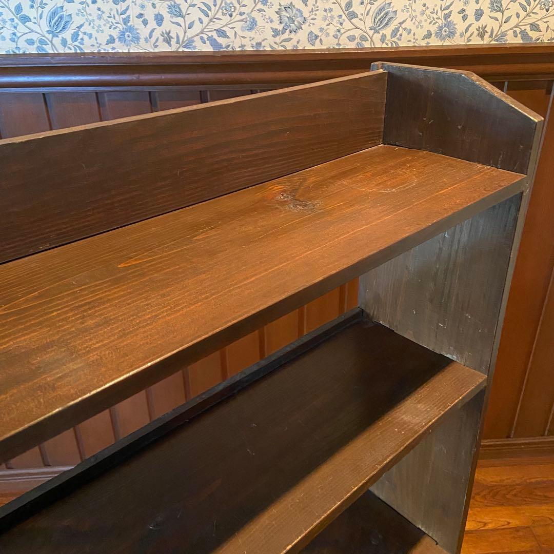 アンティーク　古い本棚　レトロ　楔棚　オープンラック　くさび棚