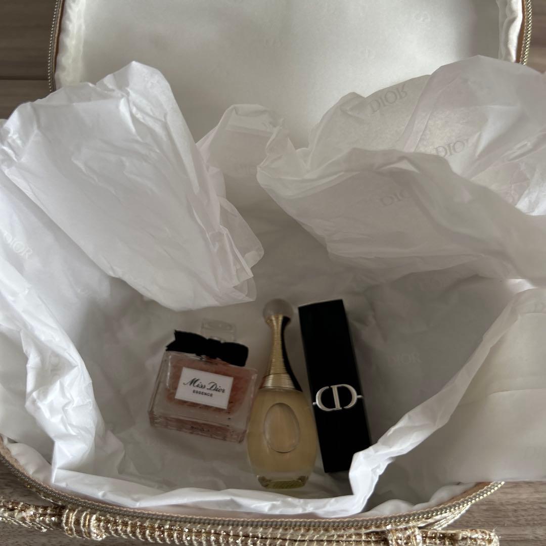 ディオール2025 クリスマスコフレ　ノベルティポーチ　ミニ香水×2/ルージュ