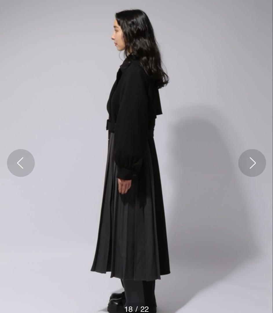 HARE バイカラープリーツコート　黒　美品