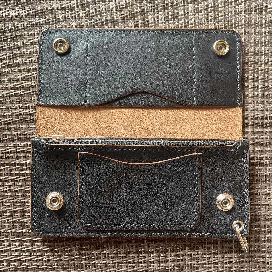 【週末限定価格】MARYAMホースフロントロングトラッカーウォレット茶芯ニッケル