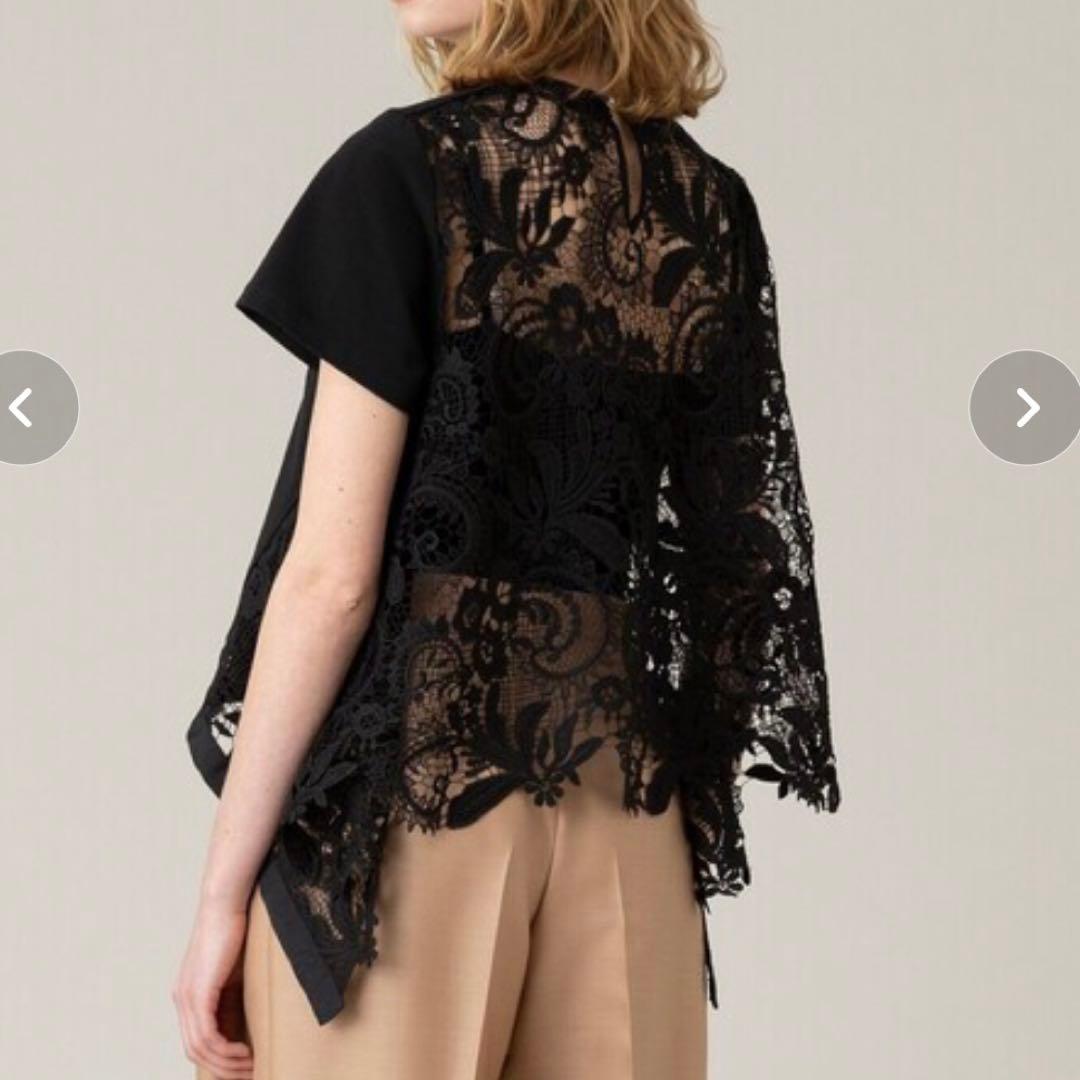 美品 ルルウィルビー 24SS 洗える レースドッキングプルオーバー ブラック