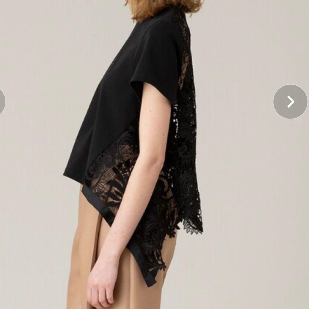 美品 ルルウィルビー 24SS 洗える レースドッキングプルオーバー ブラック