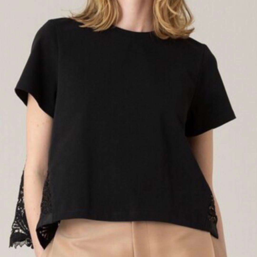 美品 ルルウィルビー 24SS 洗える レースドッキングプルオーバー ブラック