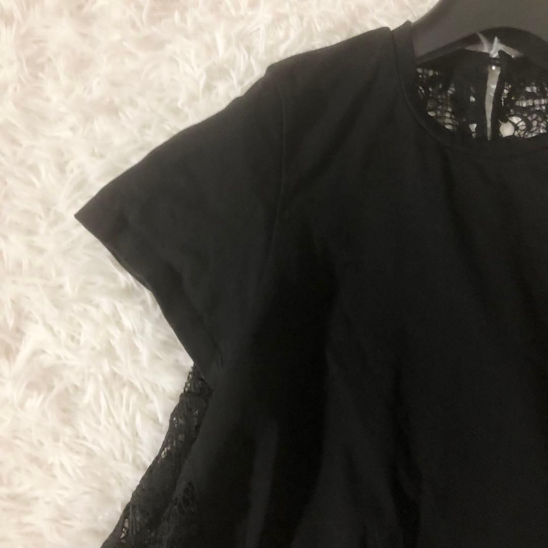 美品 ルルウィルビー 24SS 洗える レースドッキングプルオーバー ブラック