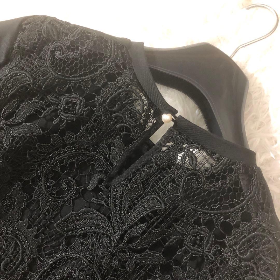 美品 ルルウィルビー 24SS 洗える レースドッキングプルオーバー ブラック
