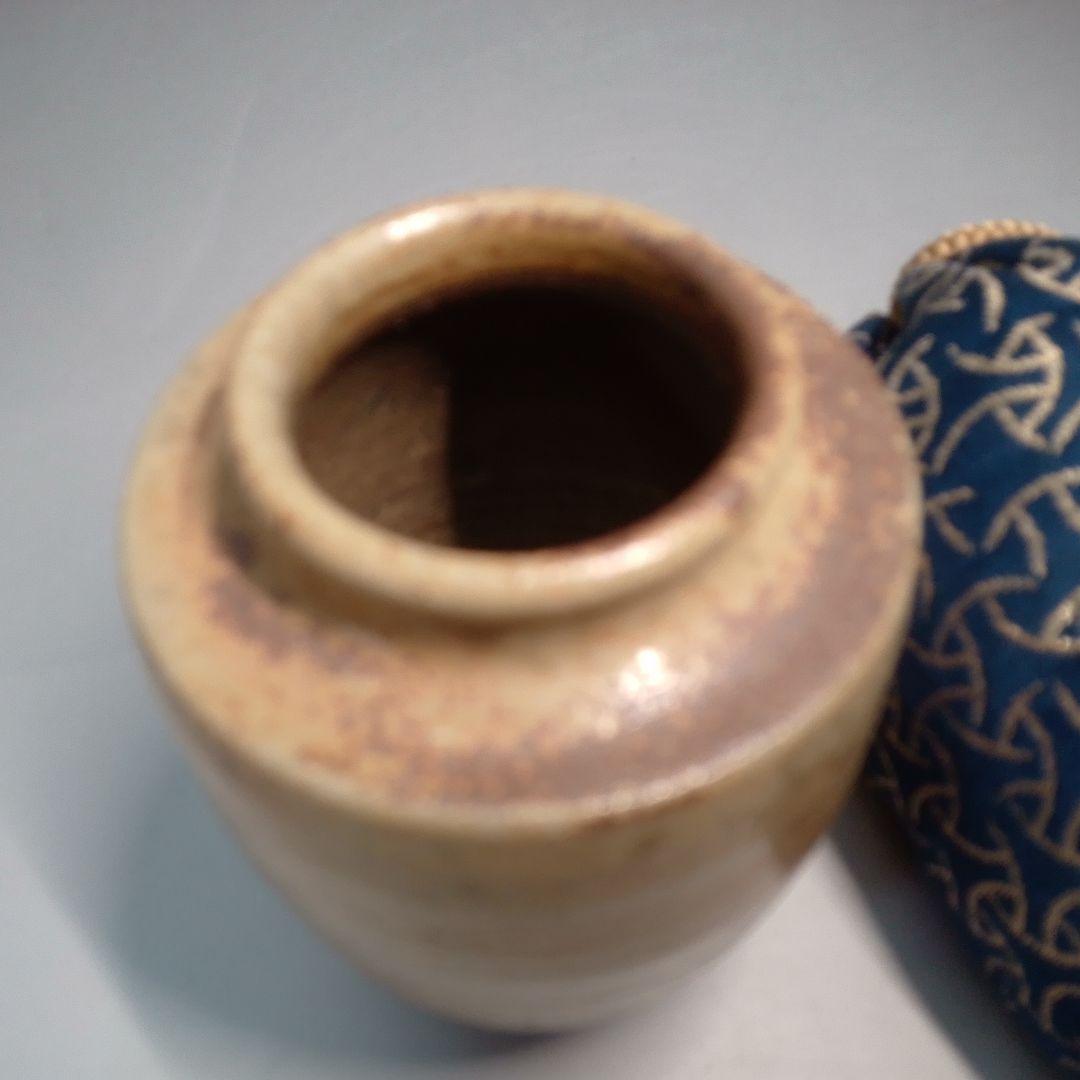丹波焼　茶入　久田宗也　尋牛斎　初音　肩付茶入　駒繋金襴　コマツナギ