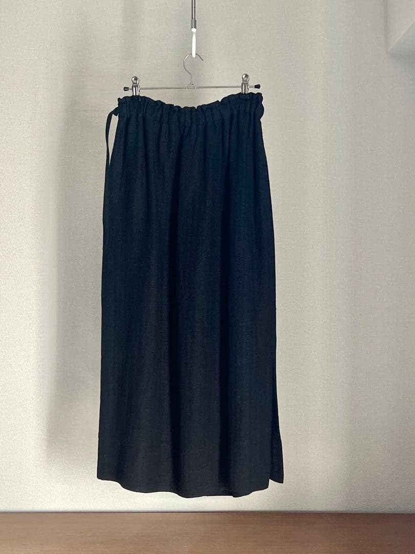 SALUE リネン　ロングスカート　【ブラック】