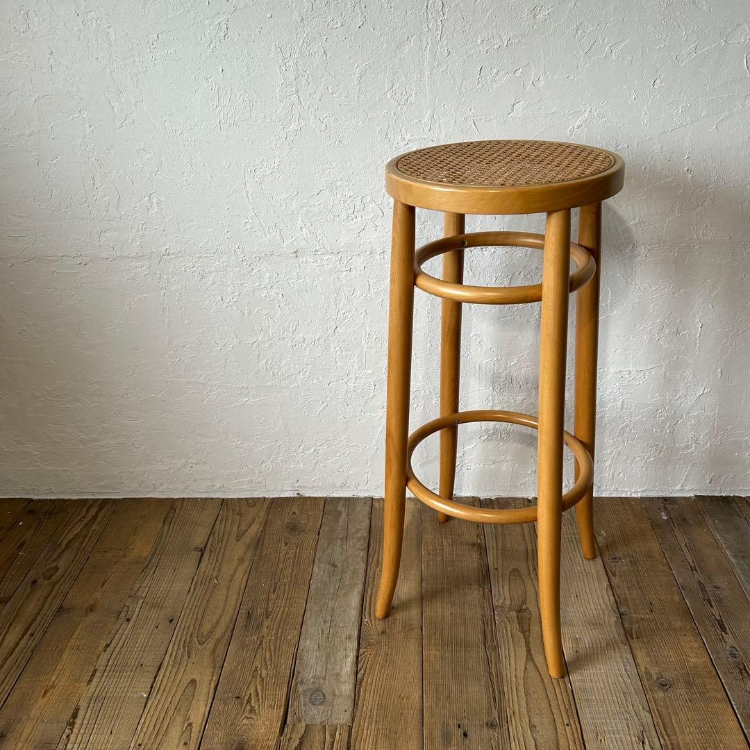 【再塗装・美品】秋田木工 スツール ラタン