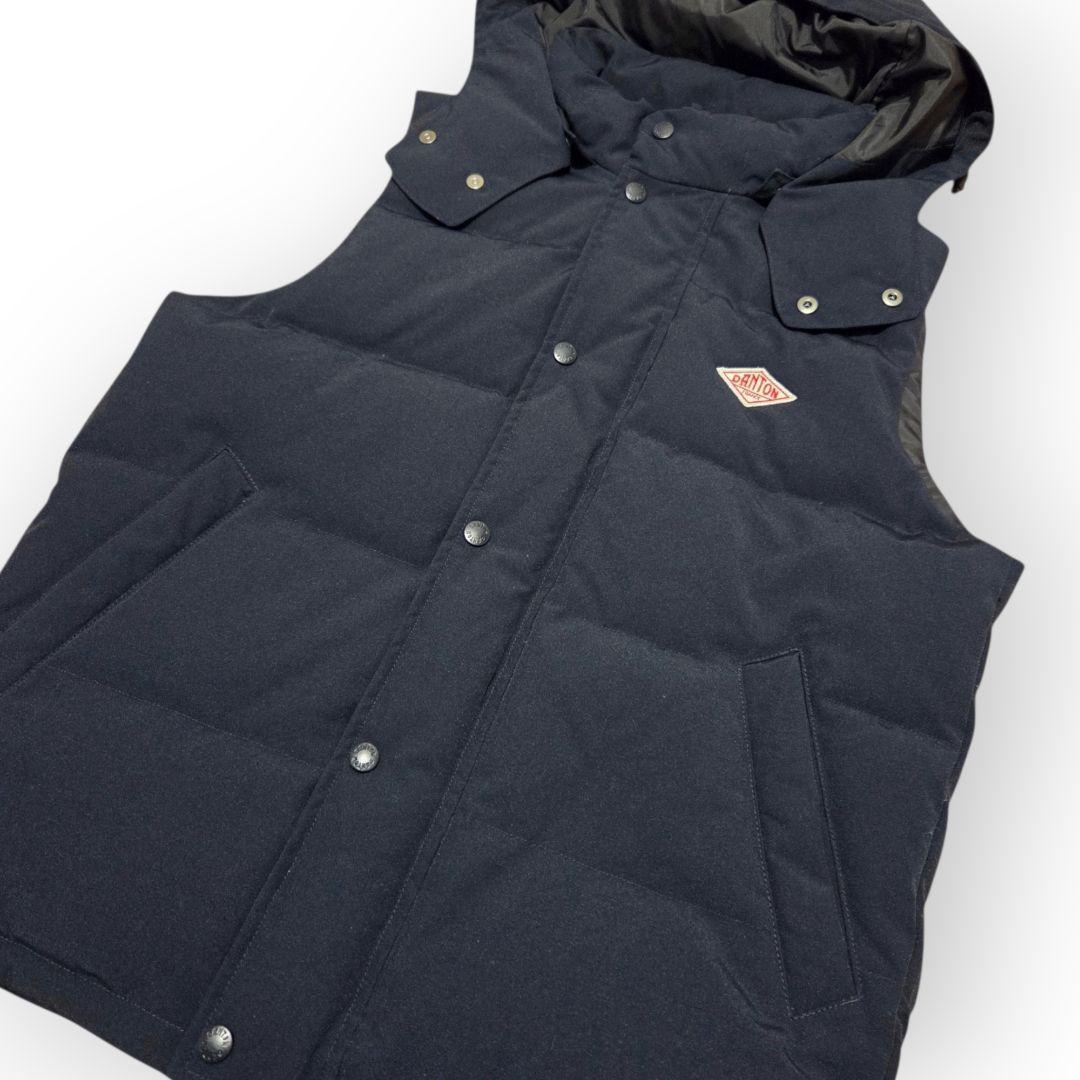 【極美品】DANTON ダントン ダウンベスト フード付き ネイビー 40 Ｌ