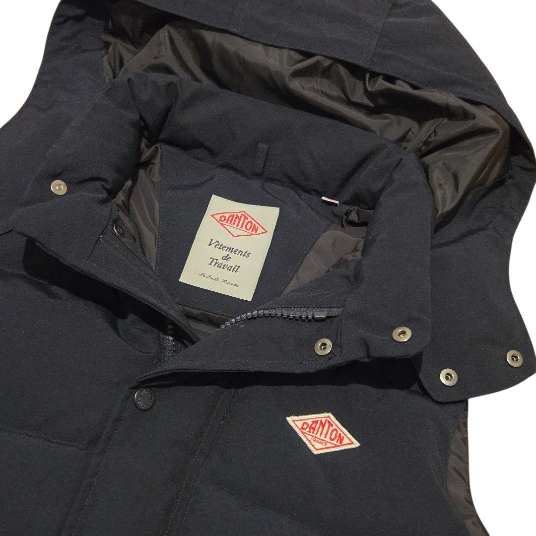 【極美品】DANTON ダントン ダウンベスト フード付き ネイビー 40 Ｌ