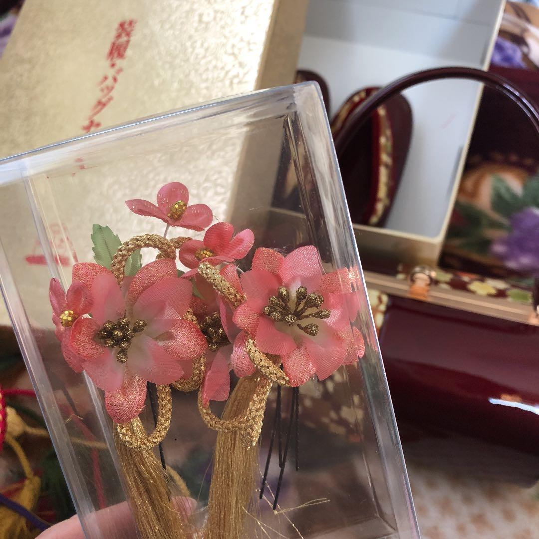 【美品】成人式 下駄 バッグ 髪飾り セット 卒業式 和装