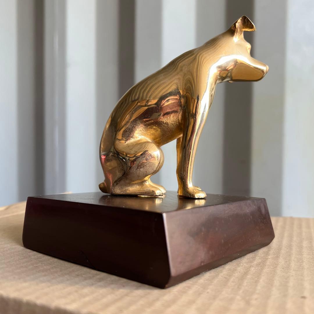 88美品✨　ビクター犬　ニッパー　18センチ　ゴールド　置物　レトロ　希少