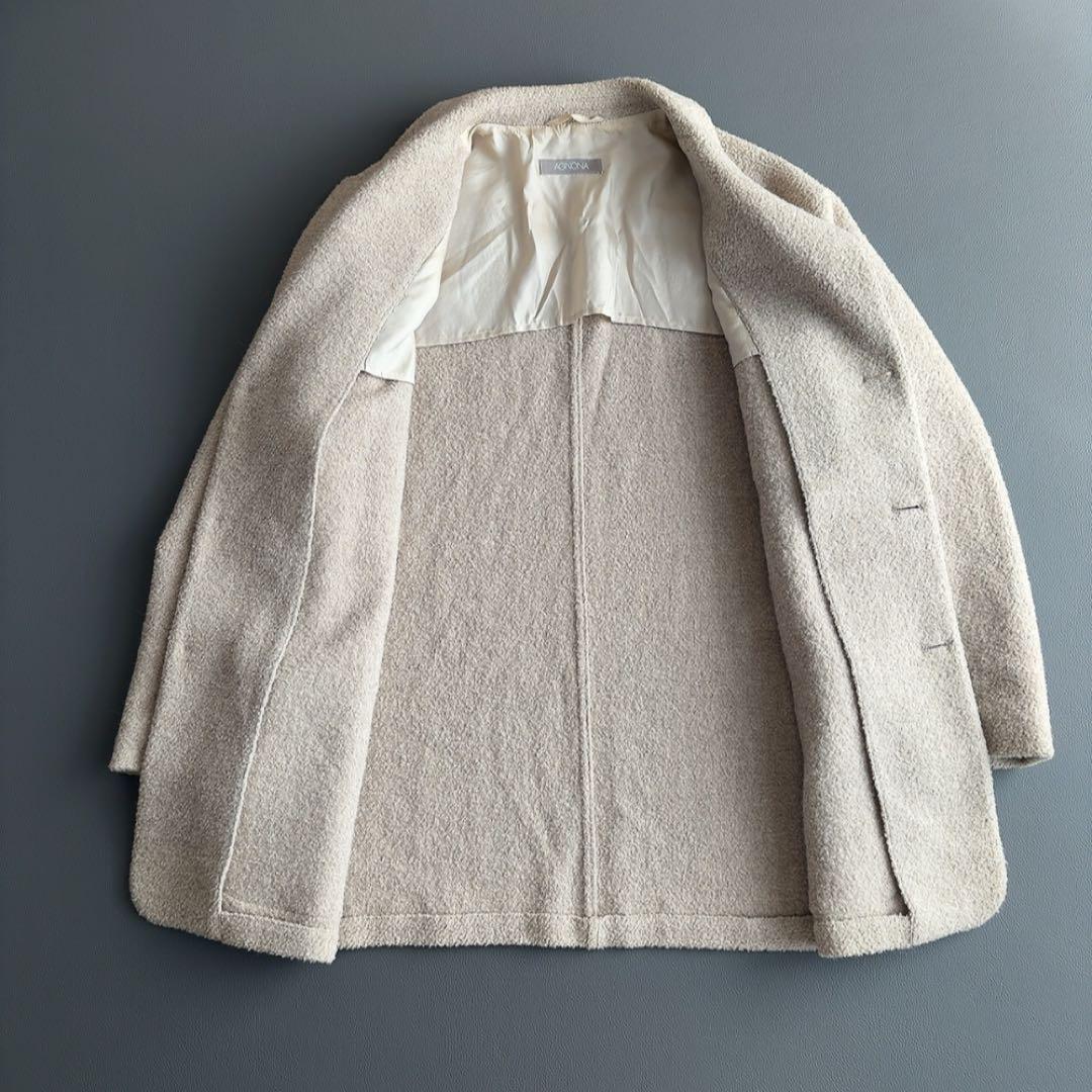 アニオナ　アルパカ　ジャケットコート　ブークレ　ボア　ウール　イタリア製　2XL