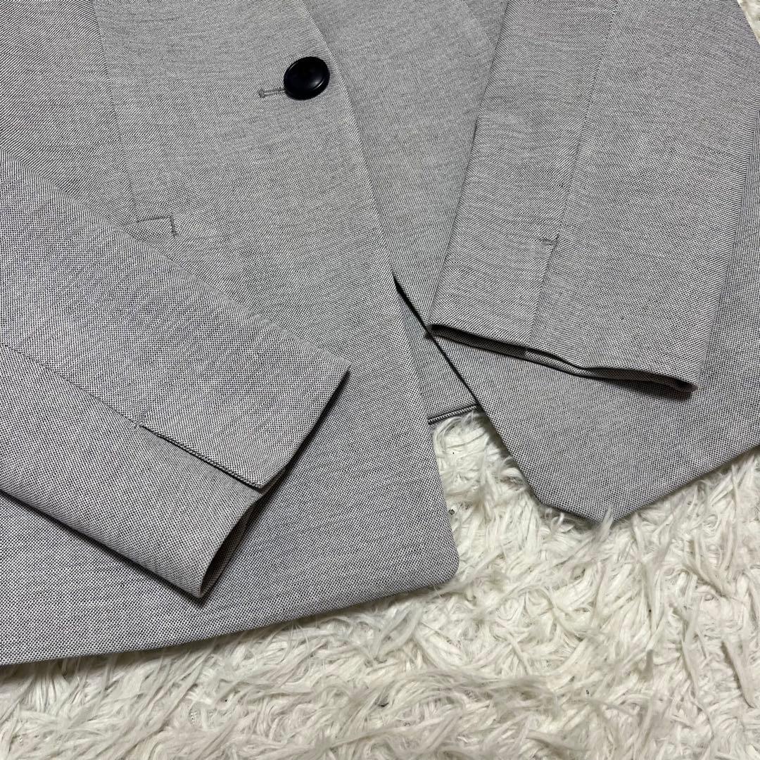 美品 PLST ノーカラー セットアップ スーツ ストレッチ グレー フォーマル