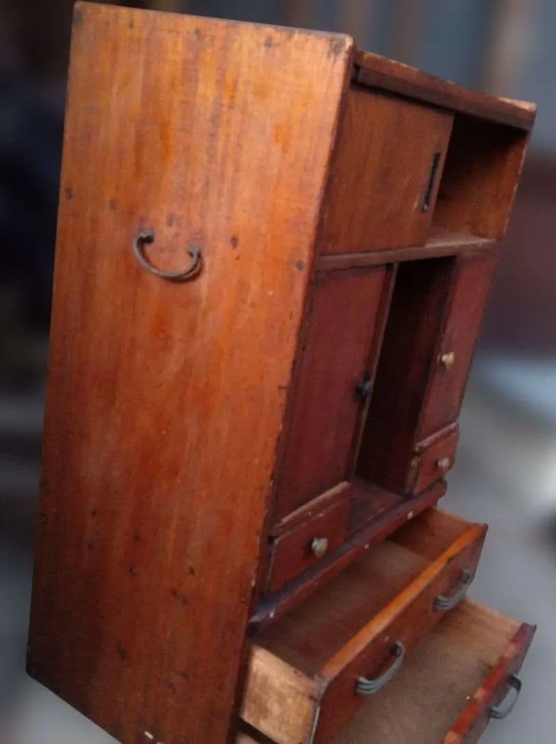 ヴィンテージ木製 からくり簞笥 茶箪笥 昭和レトロ 大正ロマン アジアン家具