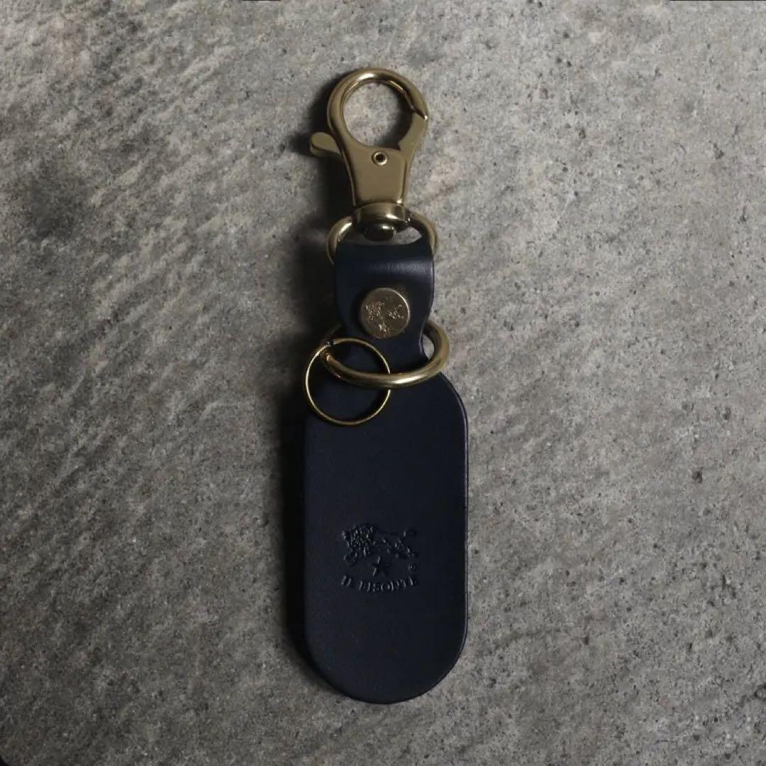 IL BISONTE ネイビー レザー キーリング