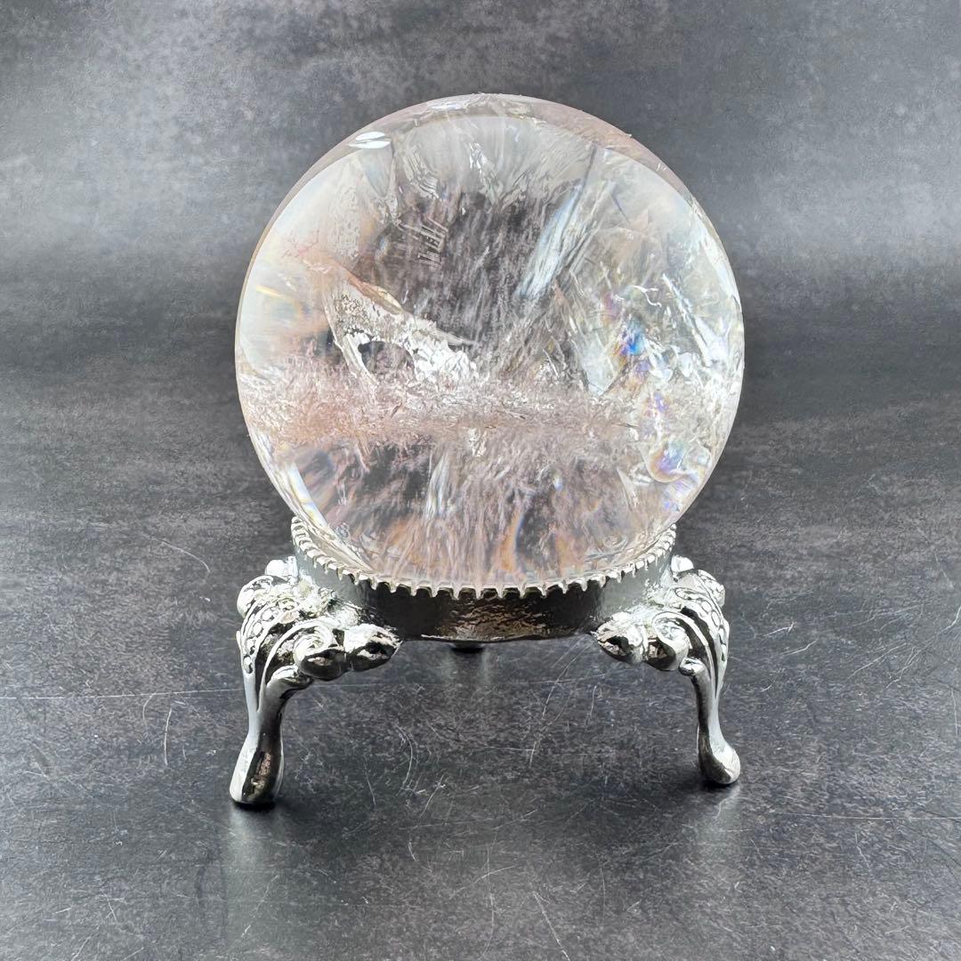 M-44ピンクアゼツライト丸玉　ピンク層状スフィア　ピンククォーツ57.4mm