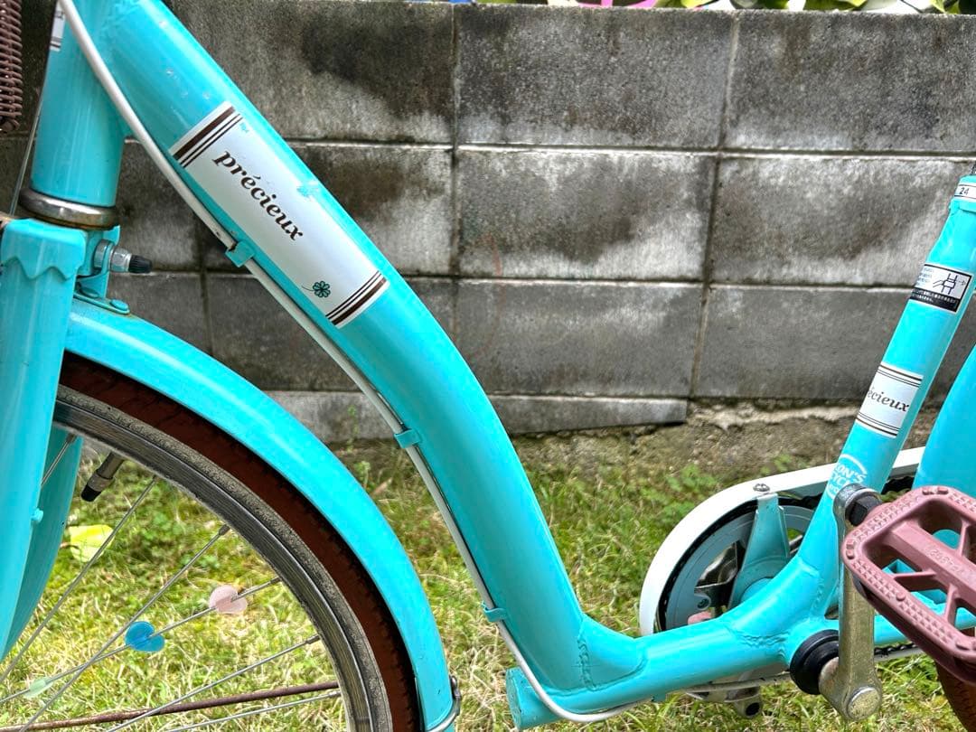 子供用自転車 24インチ（6段変速付き）　アクアブルー ハートデコ