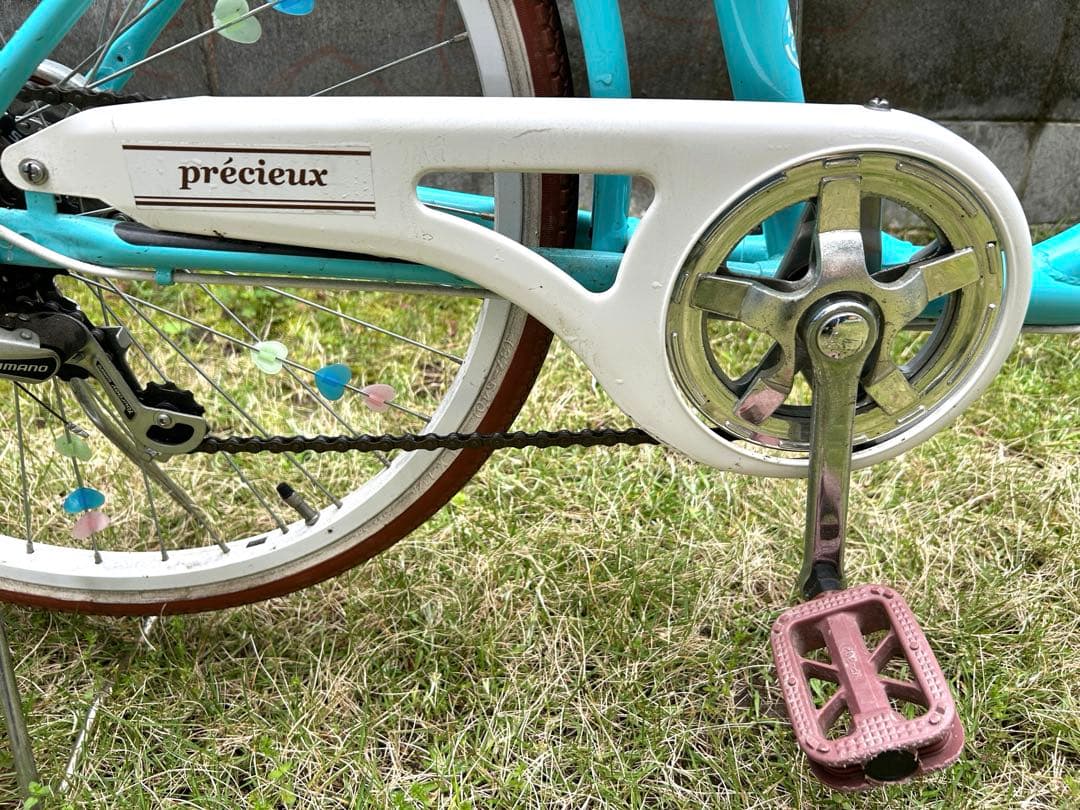 子供用自転車 24インチ（6段変速付き）　アクアブルー ハートデコ