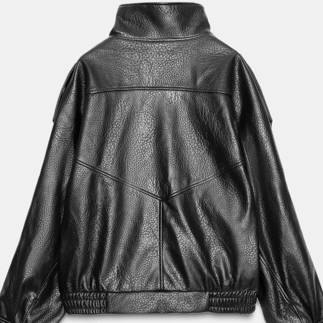 ZARA同型　ブラックレザーライダースジャケット
