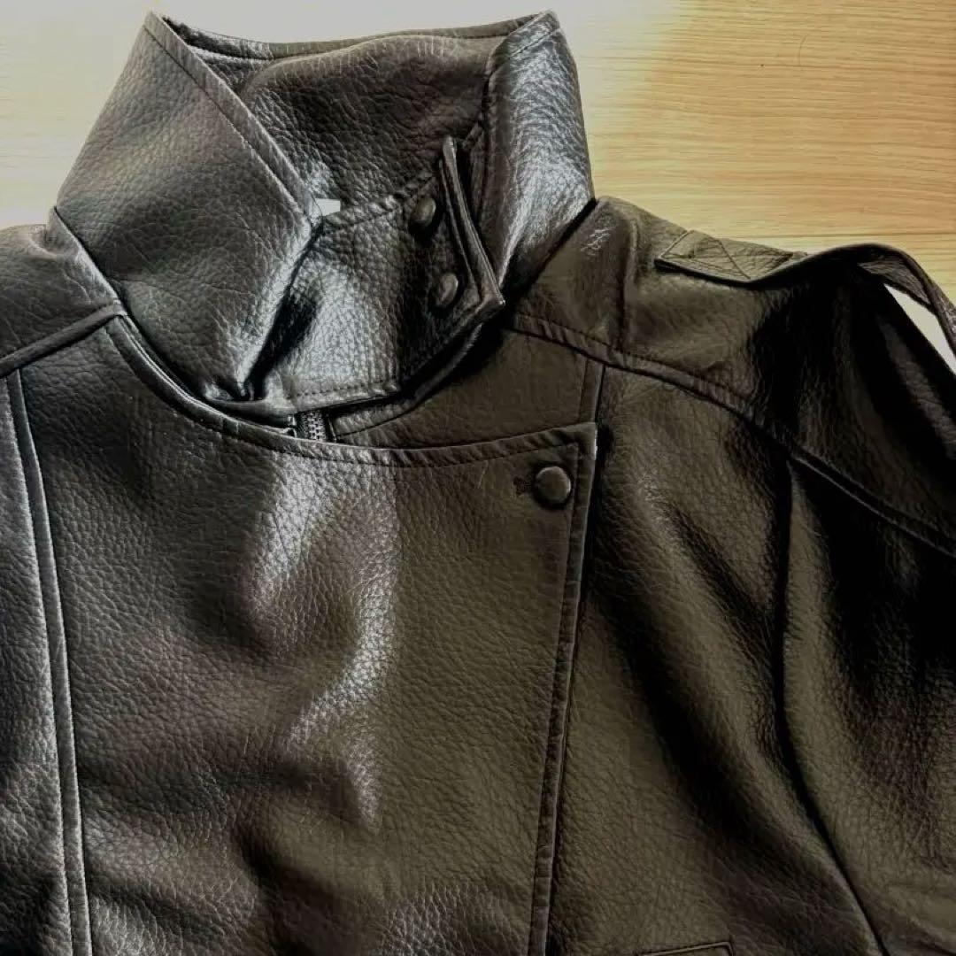 ZARA同型　ブラックレザーライダースジャケット