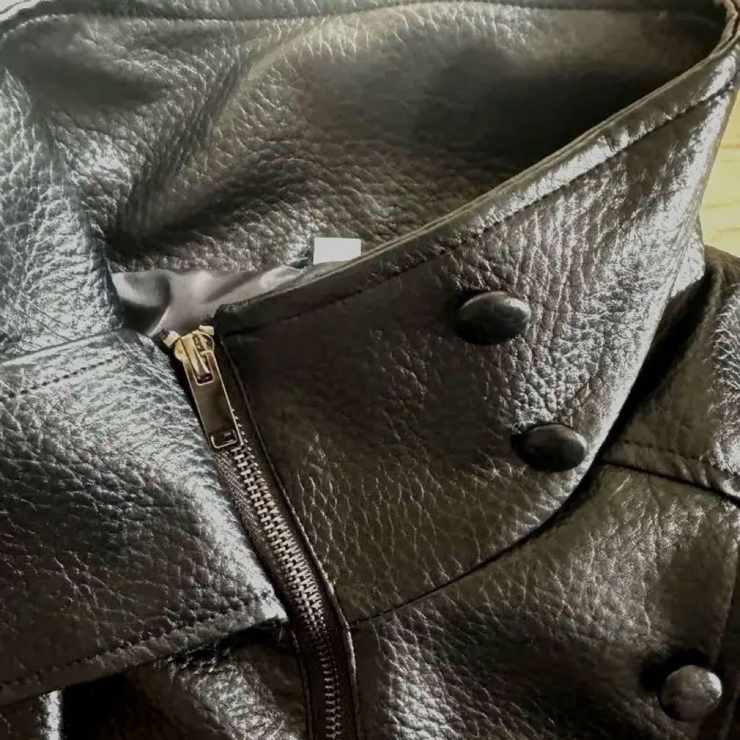 ZARA同型　ブラックレザーライダースジャケット