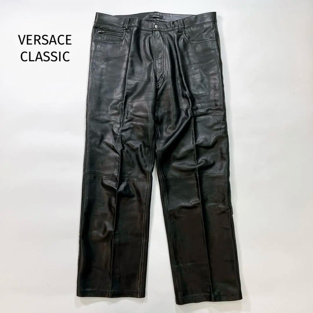 VERSACE CLASSIC ラム レザーパンツ ブラック 52 L 本革
