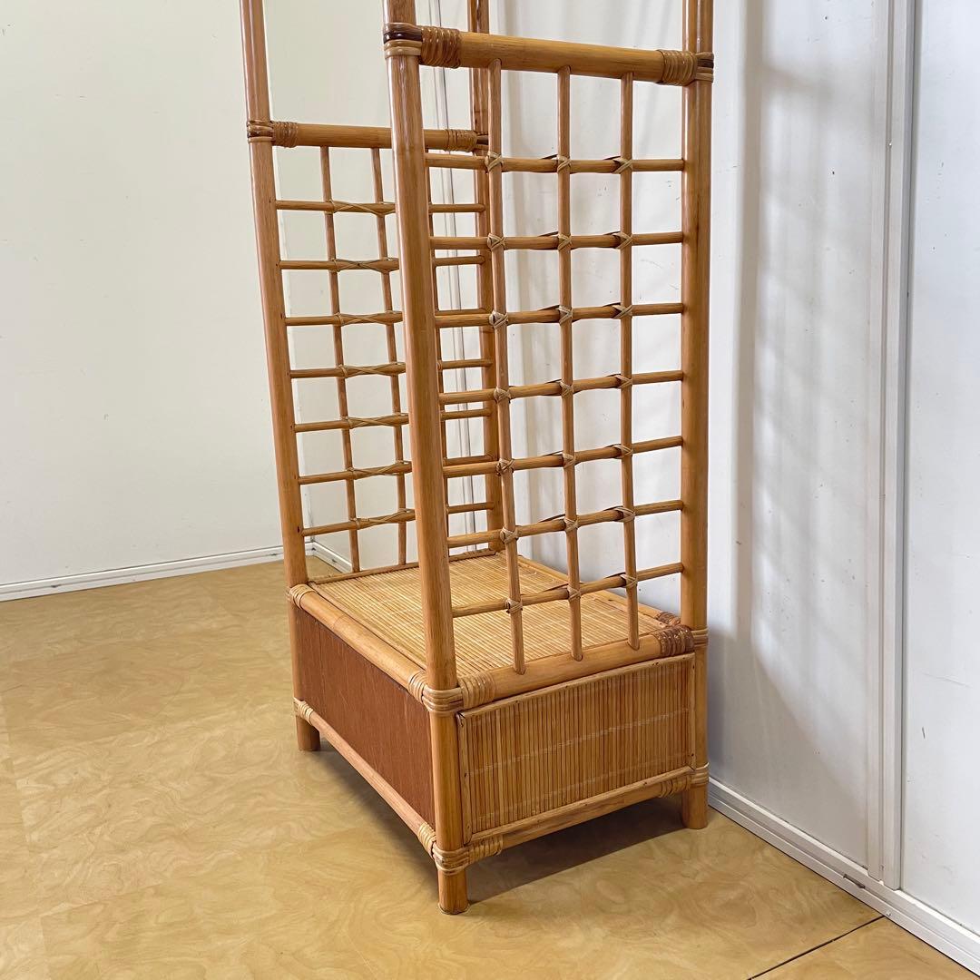 籐ラタン アーチ型 ハンガーラック コートハンガー 引き出し ビンテージ